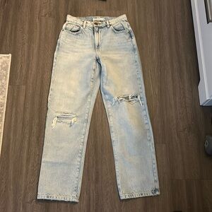 High rise light blue straight jeans
